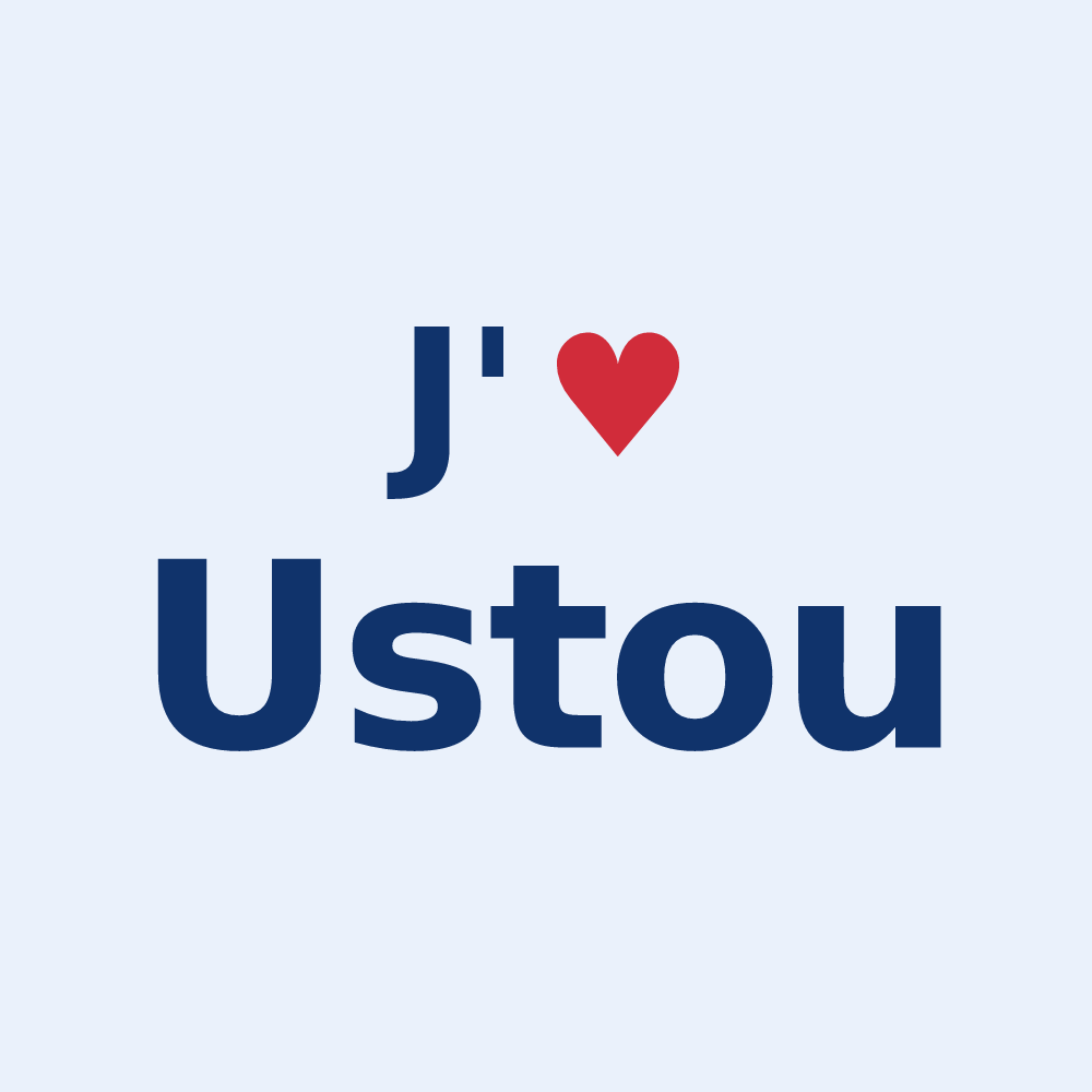 Sticker personnalisé Ustou — design J'aime Ustou