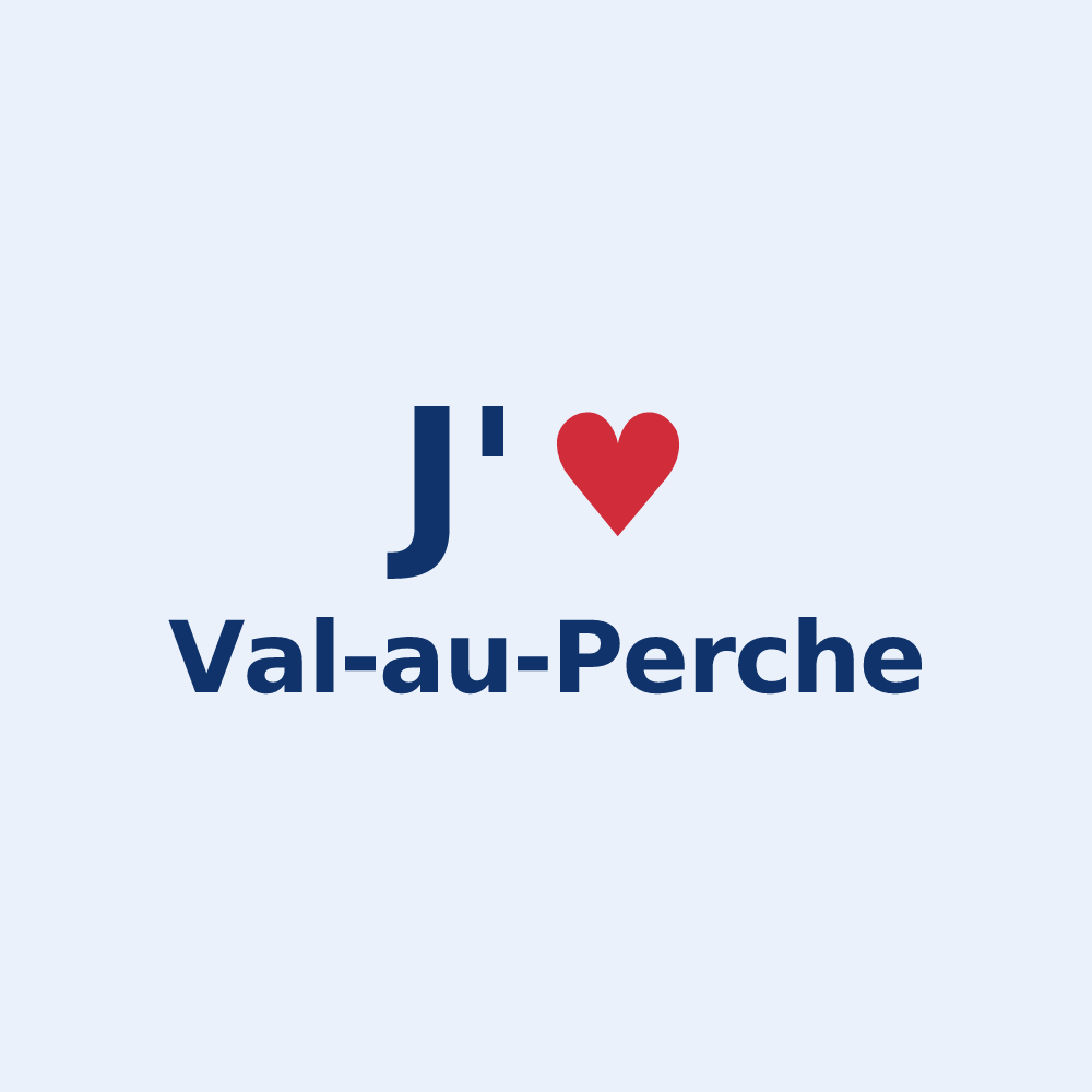 Sticker personnalisé Val-au-Perche — design « J'aime Val-au-Perche » imprimé sur le sticker