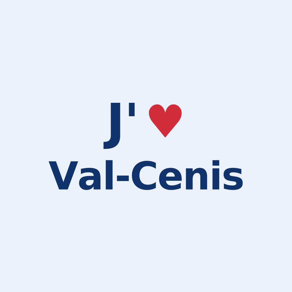 Sticker personnalisé Val-Cenis — design « J'aime Val-Cenis » imprimé sur le sticker