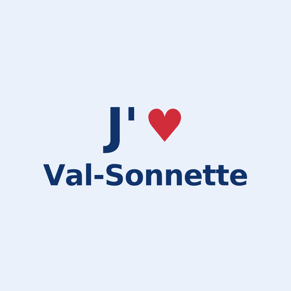Sticker personnalisé Val-Sonnette — design J'aime Val-Sonnette