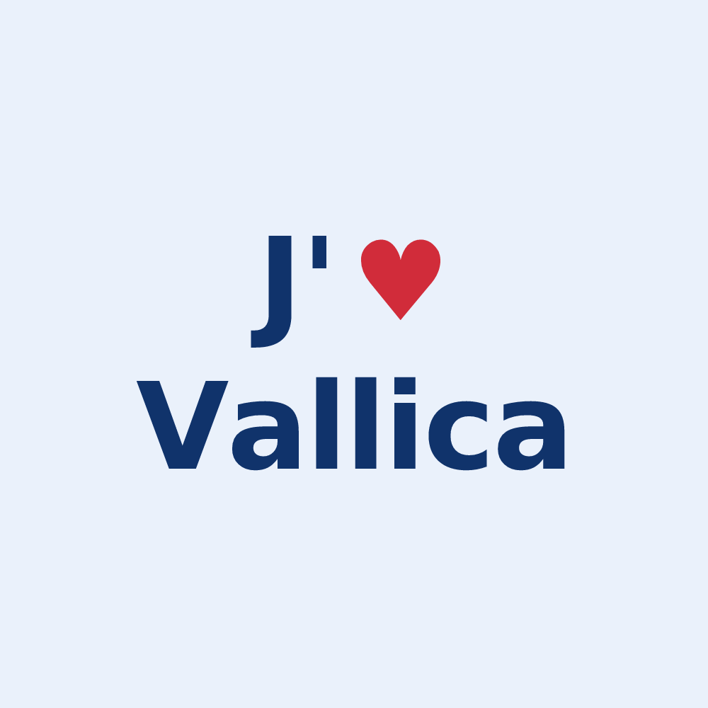 Sticker personnalisé Vallica — design « J'aime Vallica » imprimé sur le sticker