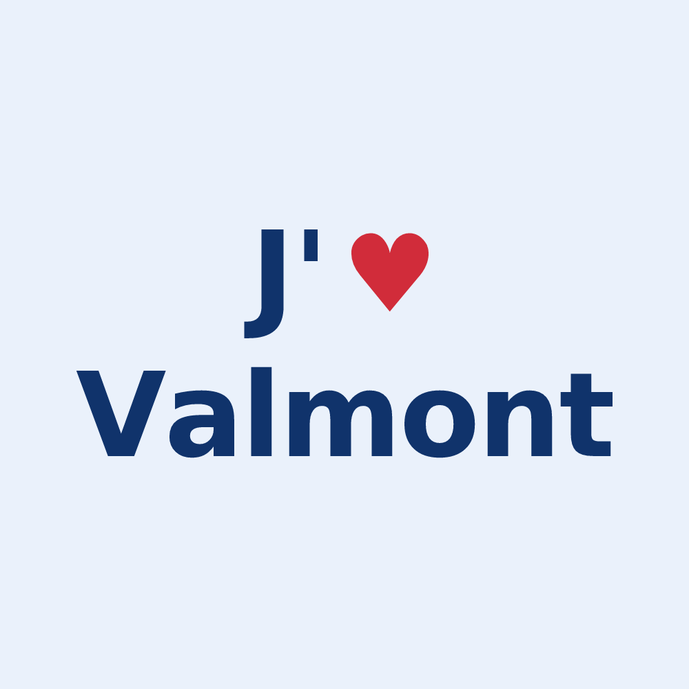 Sticker personnalisé Valmont — design « J'aime Valmont » imprimé sur le sticker