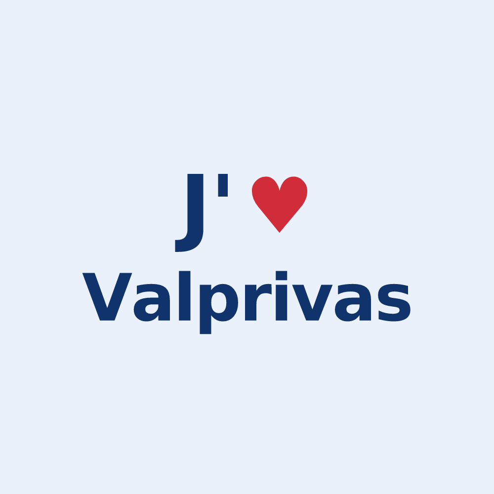 Sticker personnalisé Valprivas — design « J'aime Valprivas » imprimé sur le sticker