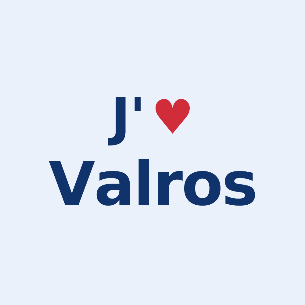 Sticker personnalisé Valros — design « J'aime Valros » imprimé sur le sticker