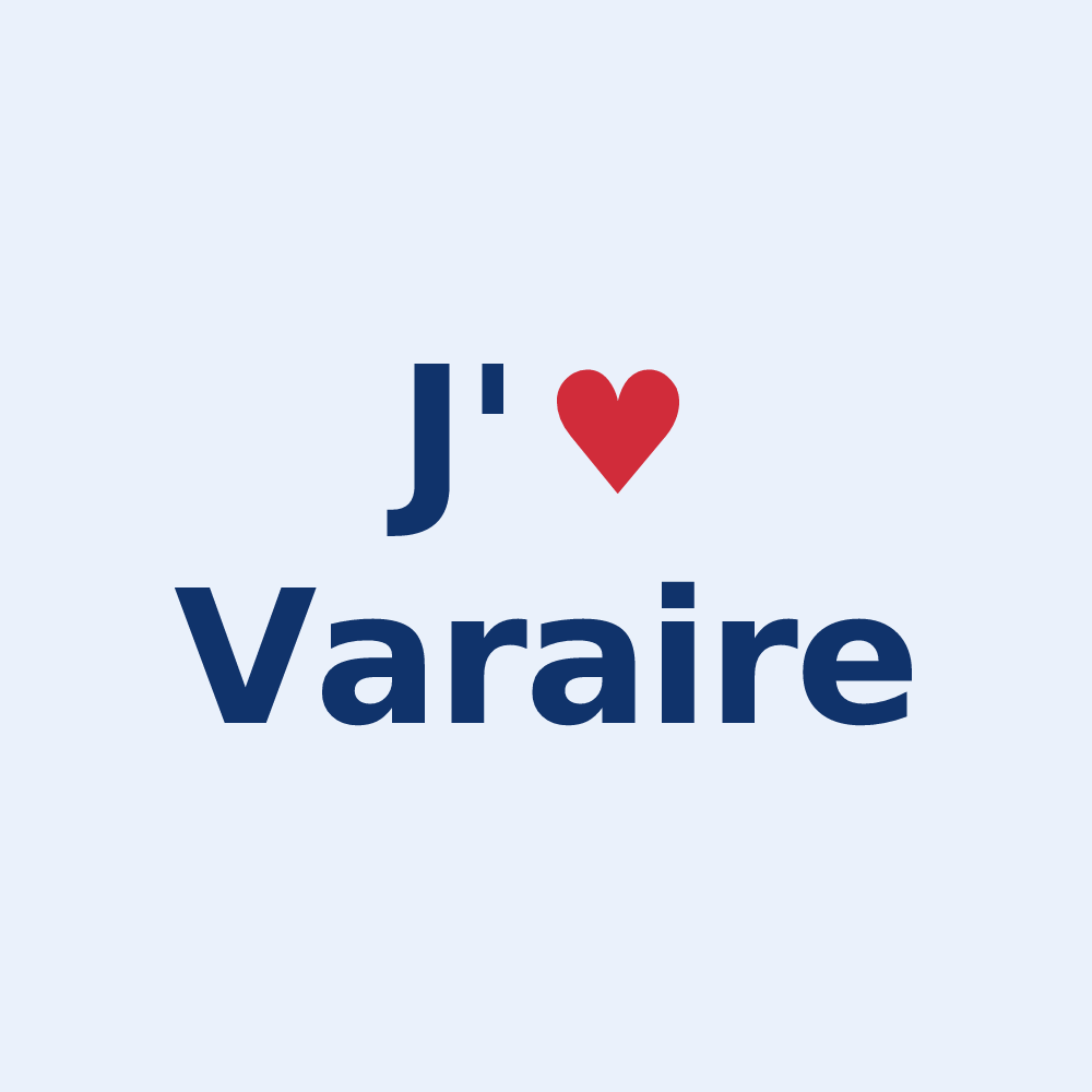 Sticker personnalisé Varaire — design « J'aime Varaire » imprimé sur le sticker