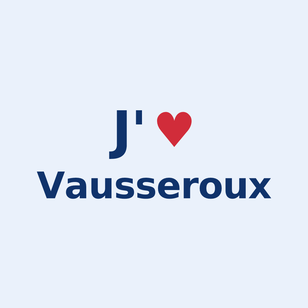 Sticker personnalisé Vausseroux — design « J'aime Vausseroux » imprimé sur le sticker