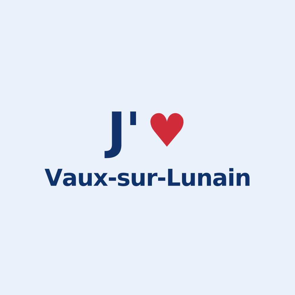 Sticker personnalisé Vaux-sur-Lunain — design « J'aime Vaux-sur-Lunain » imprimé sur le sticker