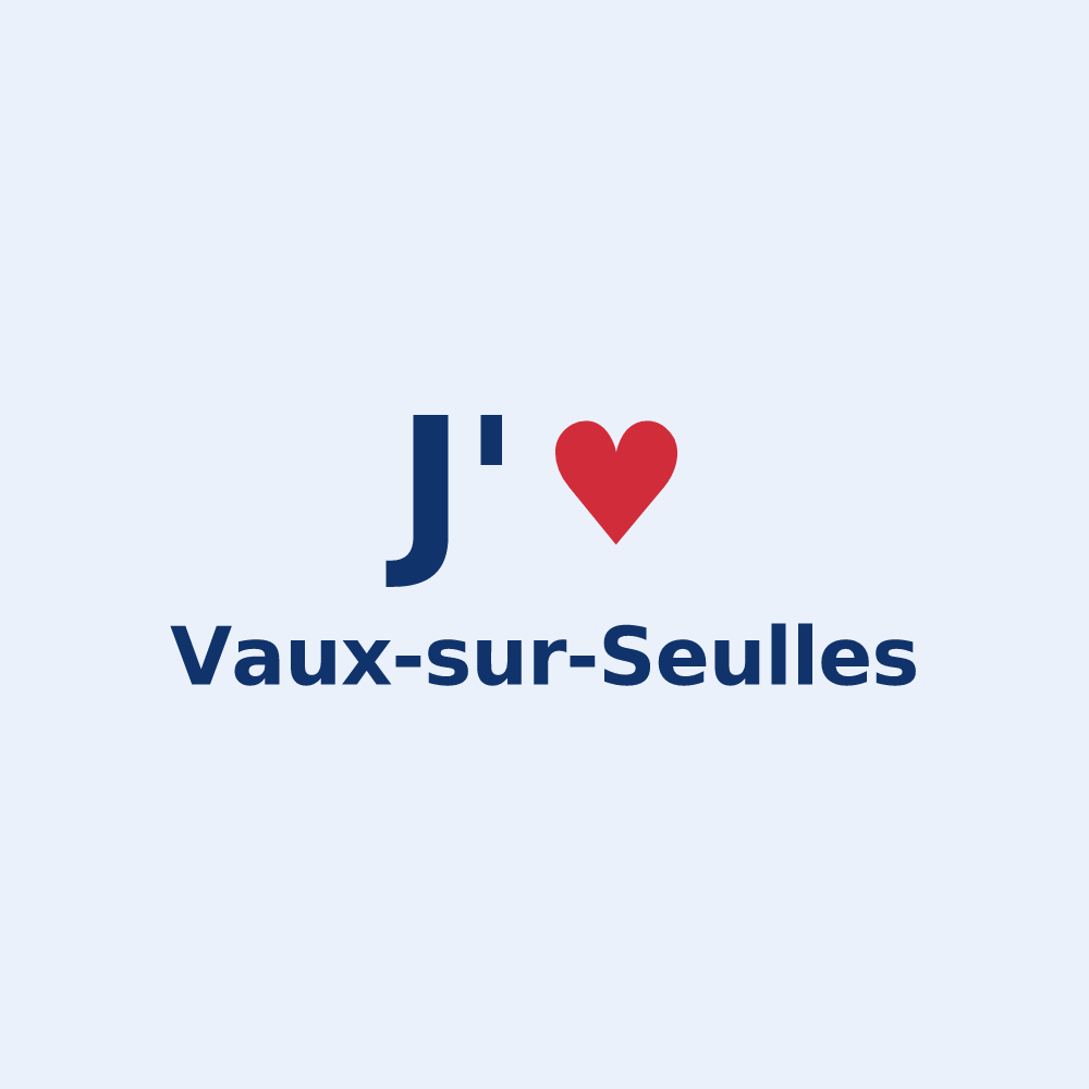 Sticker personnalisé Vaux-sur-Seulles — design « J'aime Vaux-sur-Seulles » imprimé sur le sticker