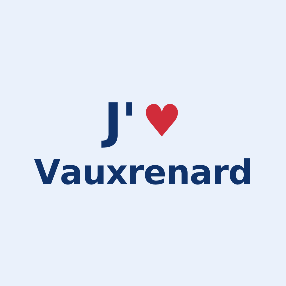 Sticker personnalisé Vauxrenard — design « J'aime Vauxrenard » imprimé sur le sticker