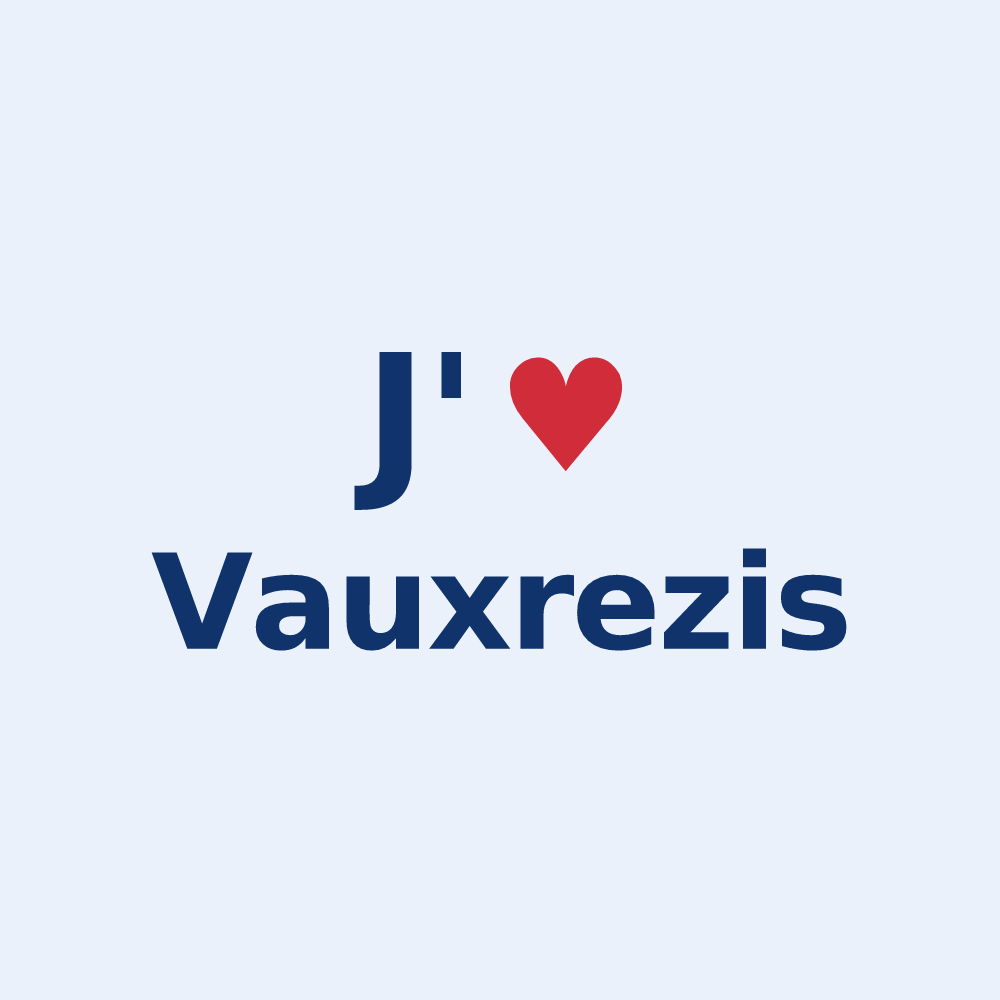 Sticker personnalisé Vauxrezis — design « J'aime Vauxrezis » imprimé sur le sticker