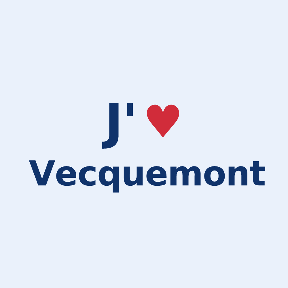 Sticker personnalisé Vecquemont — design « J'aime Vecquemont » imprimé sur le sticker