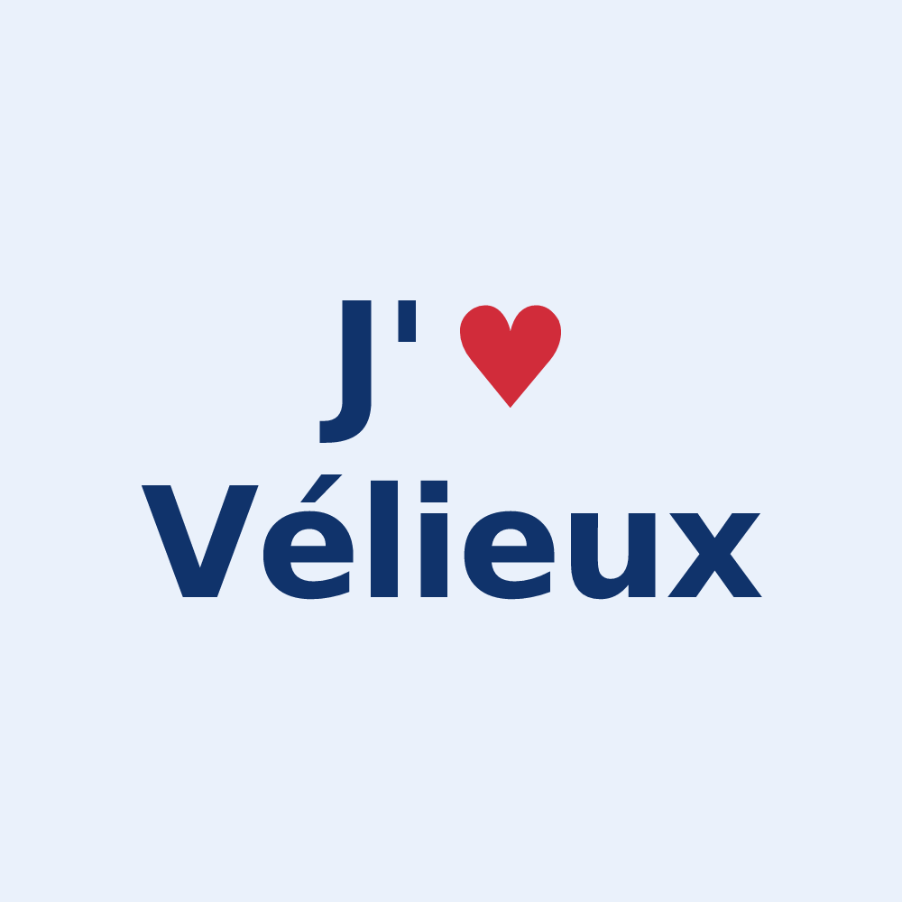 Sticker personnalisé Vélieux — design J'aime Vélieux