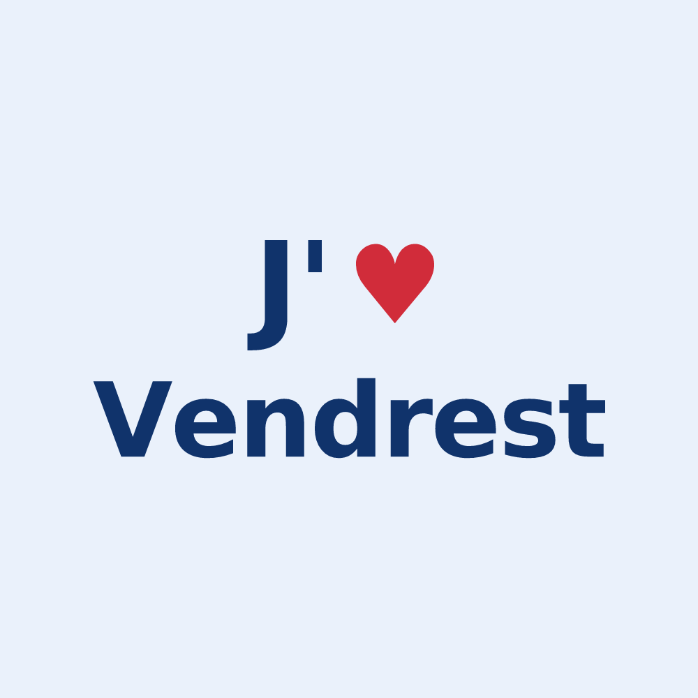 Sticker personnalisé Vendrest — design J'aime Vendrest