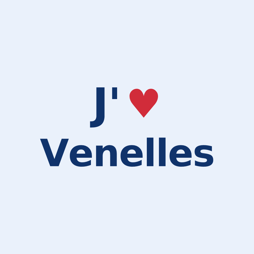 Sticker personnalisé Venelles — design « J'aime Venelles » imprimé sur le sticker