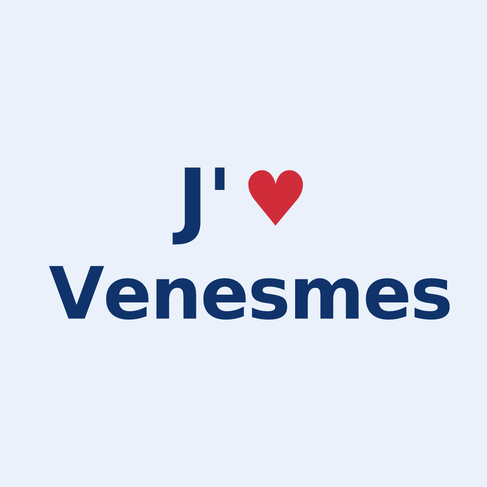 Sticker personnalisé Venesmes — design « J'aime Venesmes » imprimé sur le sticker