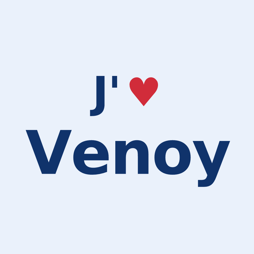 Sticker personnalisé Venoy — design « J'aime Venoy » imprimé sur le sticker