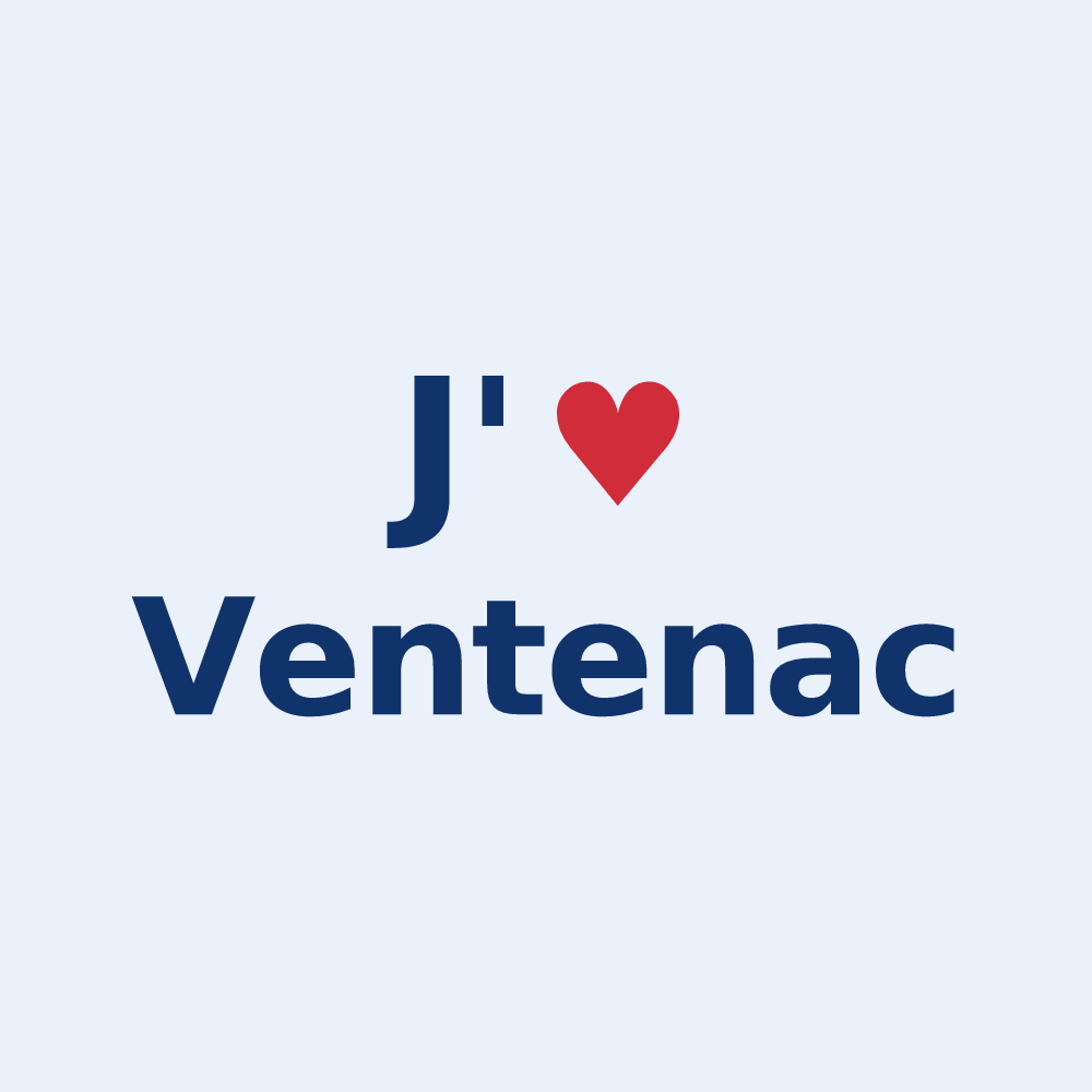 Sticker personnalisé Ventenac — design J'aime Ventenac