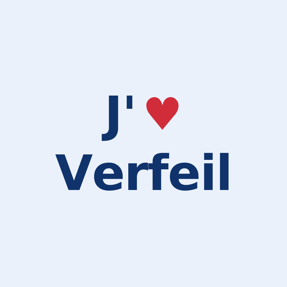 Sticker personnalisé Verfeil — design « J'aime Verfeil » imprimé sur le sticker