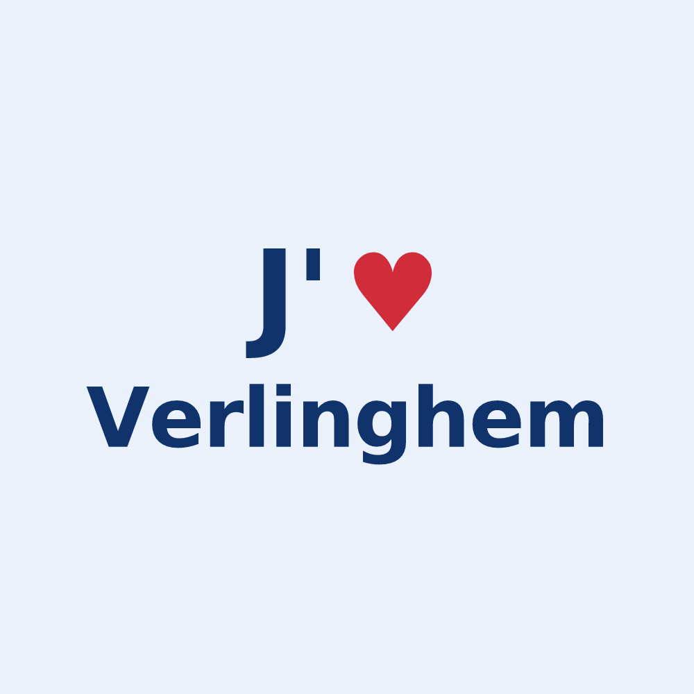 Sticker personnalisé Verlinghem — design « J'aime Verlinghem » imprimé sur le sticker