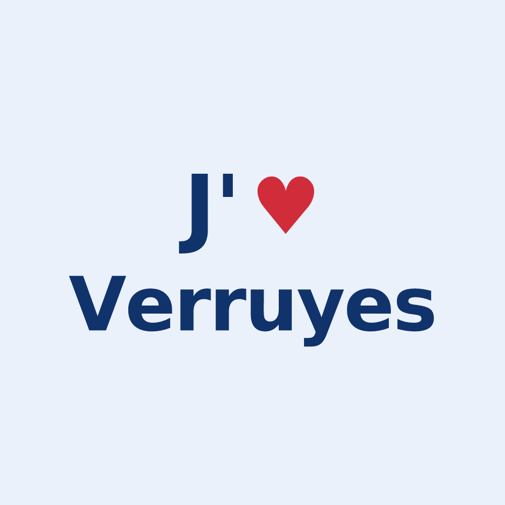 Sticker personnalisé Verruyes — design J'aime Verruyes