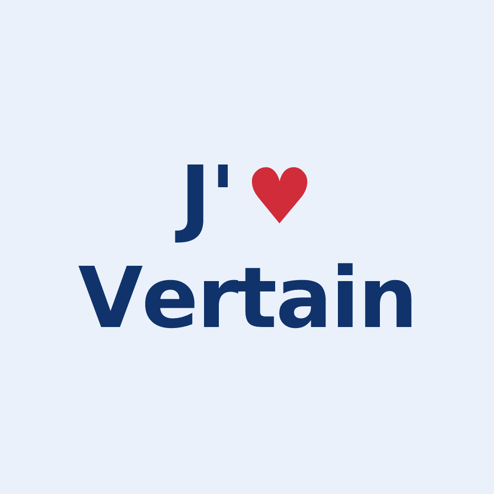 Sticker personnalisé Vertain — design « J'aime Vertain » imprimé sur le sticker