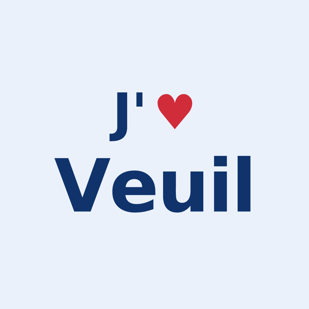 Sticker personnalisé Veuil — design « J'aime Veuil » imprimé sur le sticker