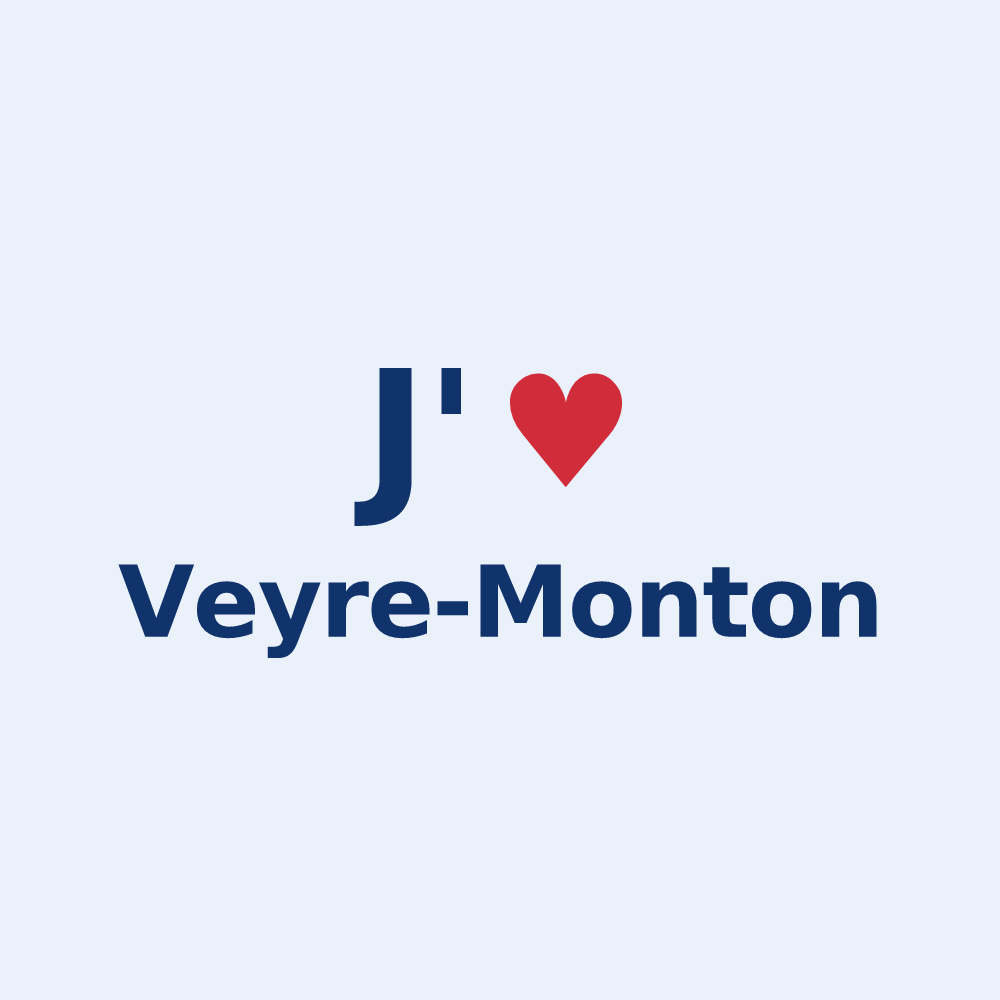 Sticker personnalisé Veyre-Monton — design « J'aime Veyre-Monton » imprimé sur le sticker