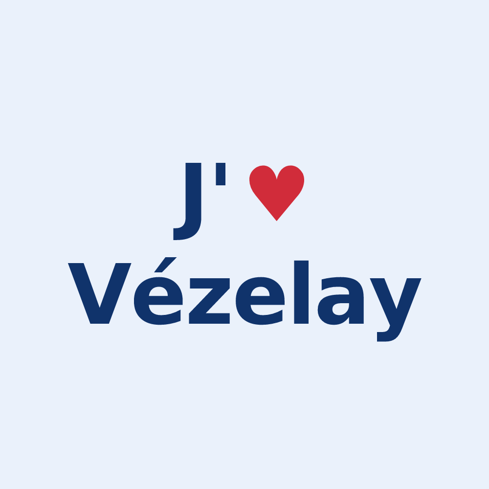 Sticker personnalisé Vézelay — design « J'aime Vézelay » imprimé sur le sticker