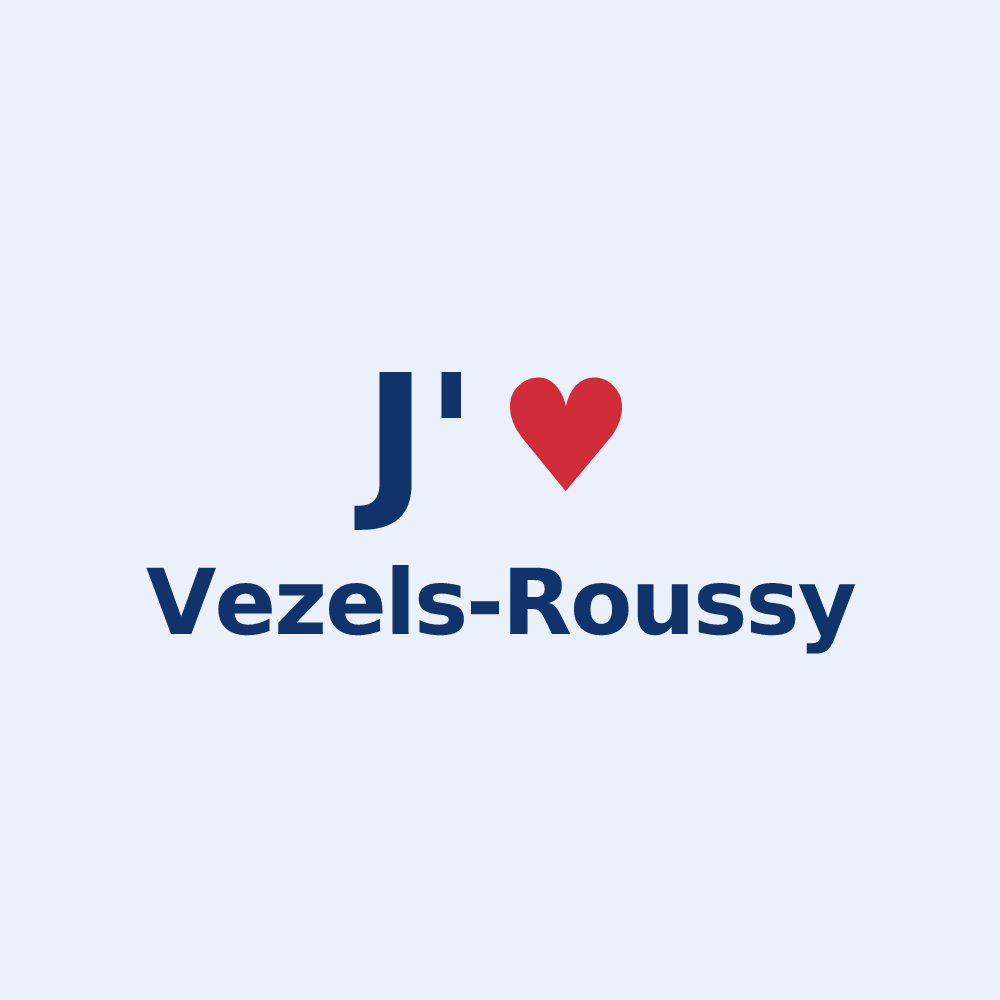 Sticker personnalisé Vezels-Roussy — design « J'aime Vezels-Roussy » imprimé sur le sticker