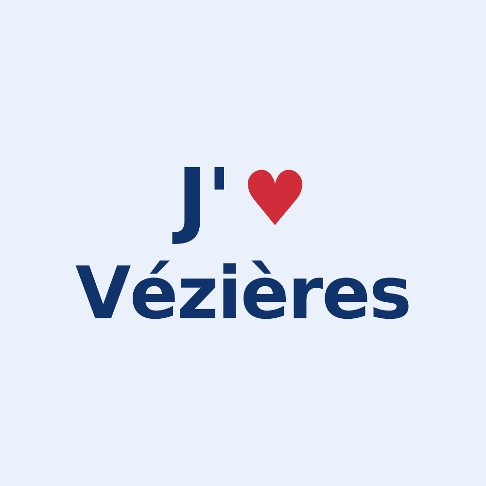 Sticker personnalisé Vézières — design « J'aime Vézières » imprimé sur le sticker