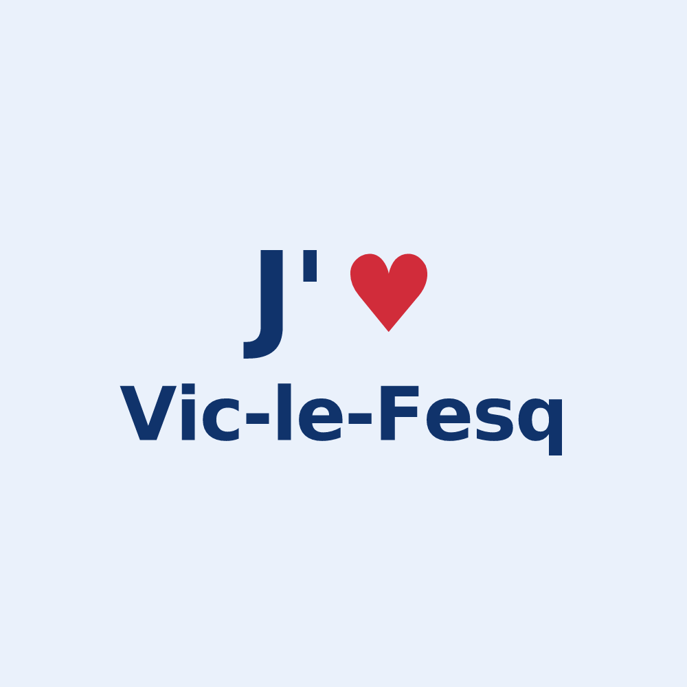 Sticker personnalisé Vic-le-Fesq — design « J'aime Vic-le-Fesq » imprimé sur le sticker