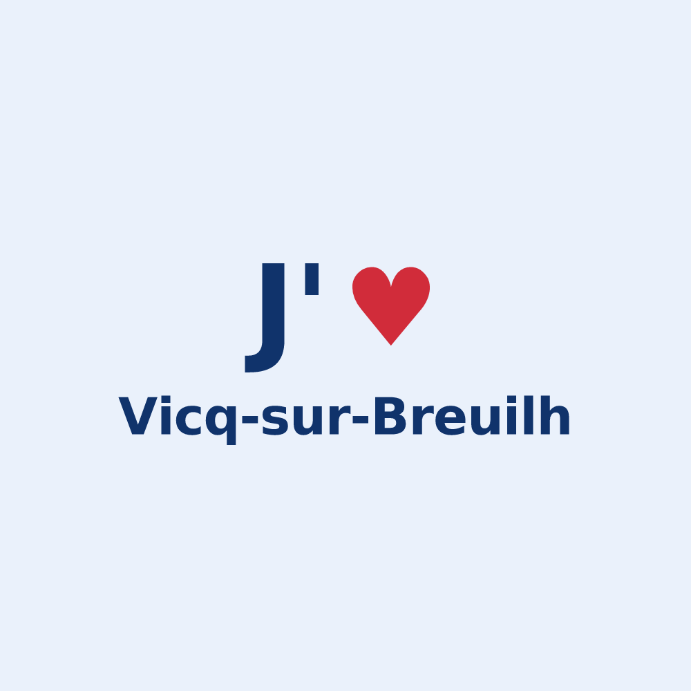 Sticker personnalisé Vicq-sur-Breuilh — design « J'aime Vicq-sur-Breuilh » imprimé sur le sticker