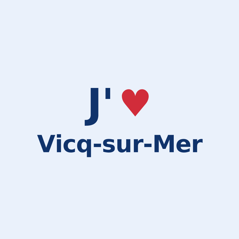 Sticker personnalisé Vicq-sur-Mer — design « J'aime Vicq-sur-Mer » imprimé sur le sticker