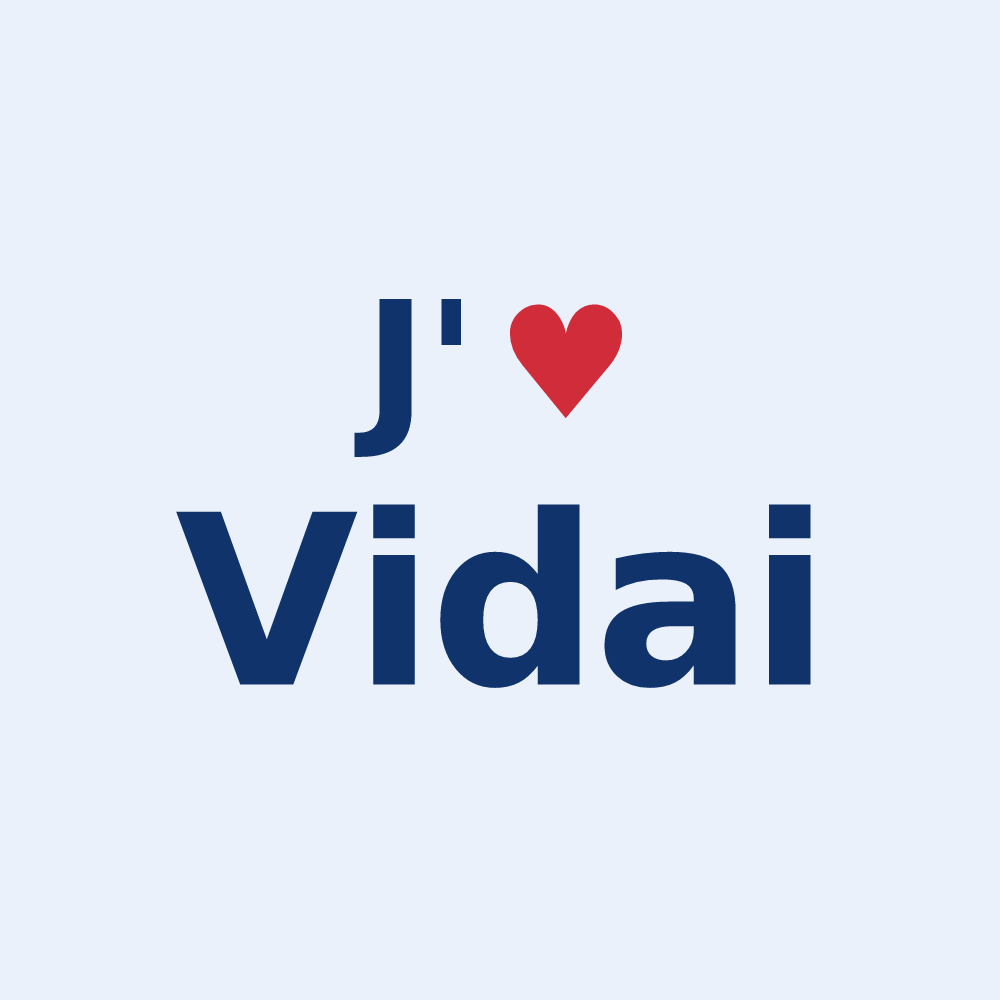 Sticker personnalisé Vidai — design J'aime Vidai