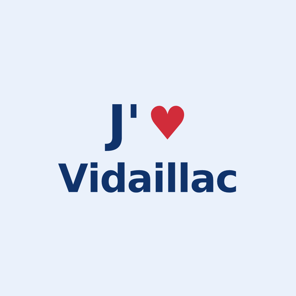 Sticker personnalisé Vidaillac — design « J'aime Vidaillac » imprimé sur le sticker