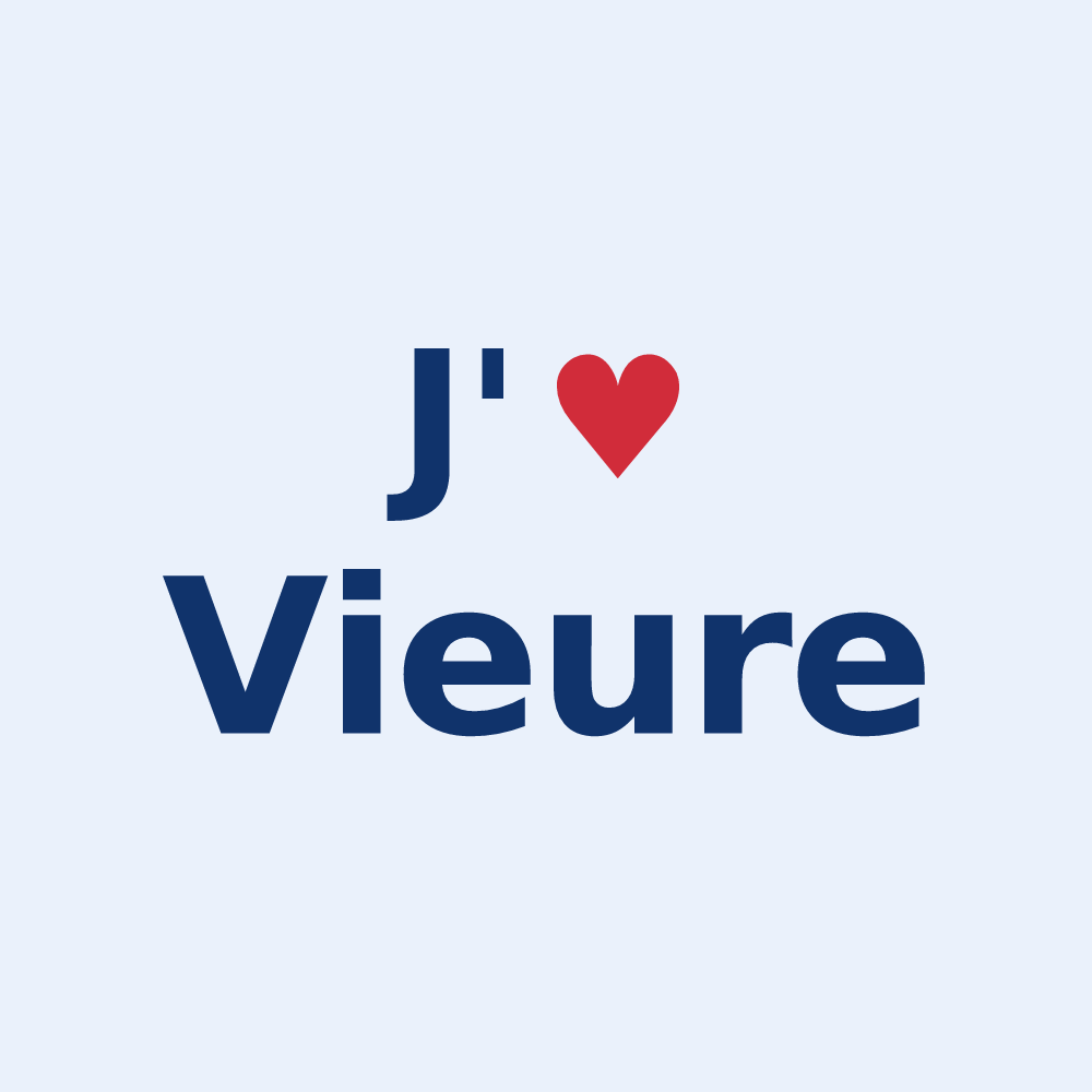 Sticker personnalisé Vieure — design « J'aime Vieure » imprimé sur le sticker