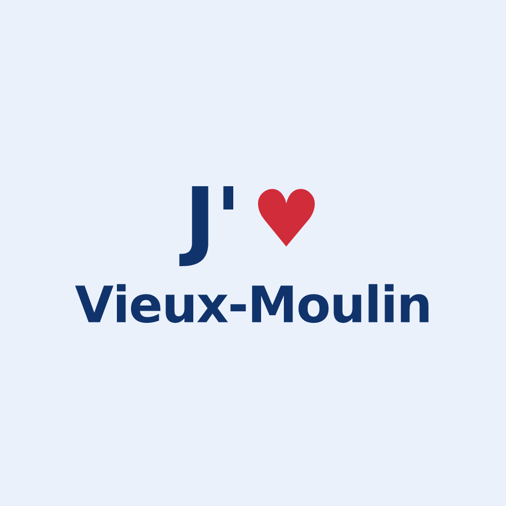 Sticker personnalisé Vieux-Moulin — design J'aime Vieux-Moulin