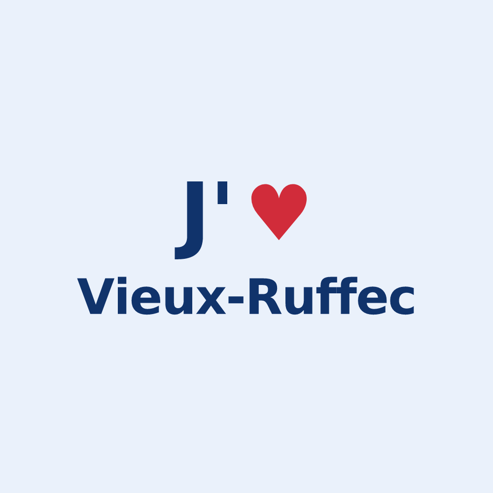 Sticker personnalisé Vieux-Ruffec — design « J'aime Vieux-Ruffec » imprimé sur le sticker