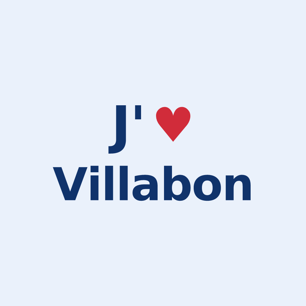 Sticker personnalisé Villabon — design « J'aime Villabon » imprimé sur le sticker
