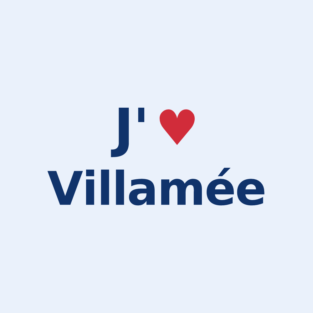 Sticker personnalisé Villamée — design J'aime Villamée