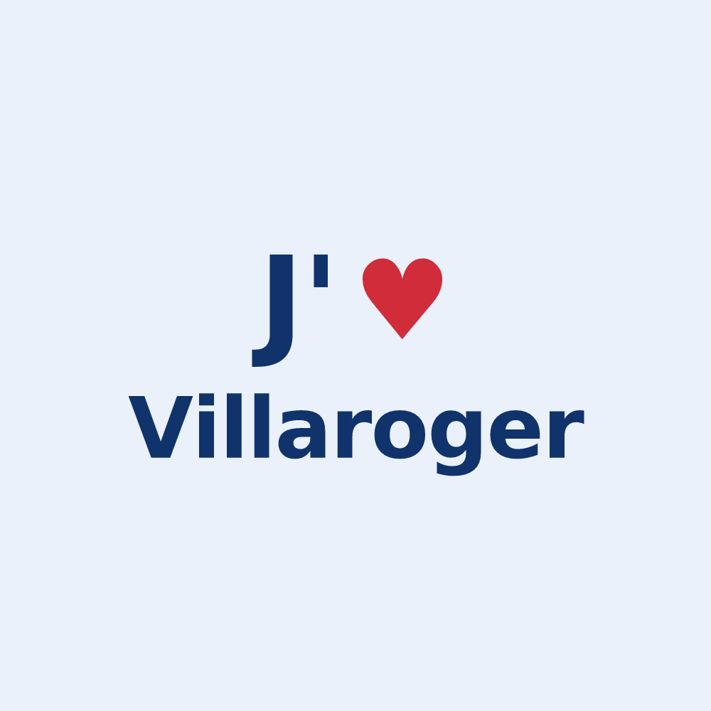 Sticker personnalisé Villaroger — design « J'aime Villaroger » imprimé sur le sticker