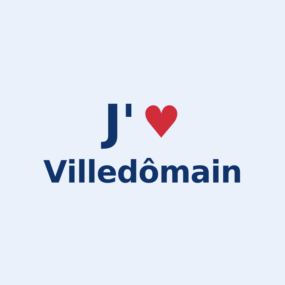 Sticker personnalisé Villedômain — design J'aime Villedômain