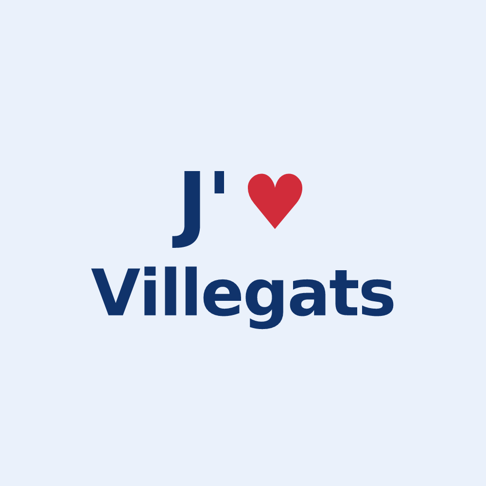 Sticker personnalisé Villegats — design J'aime Villegats