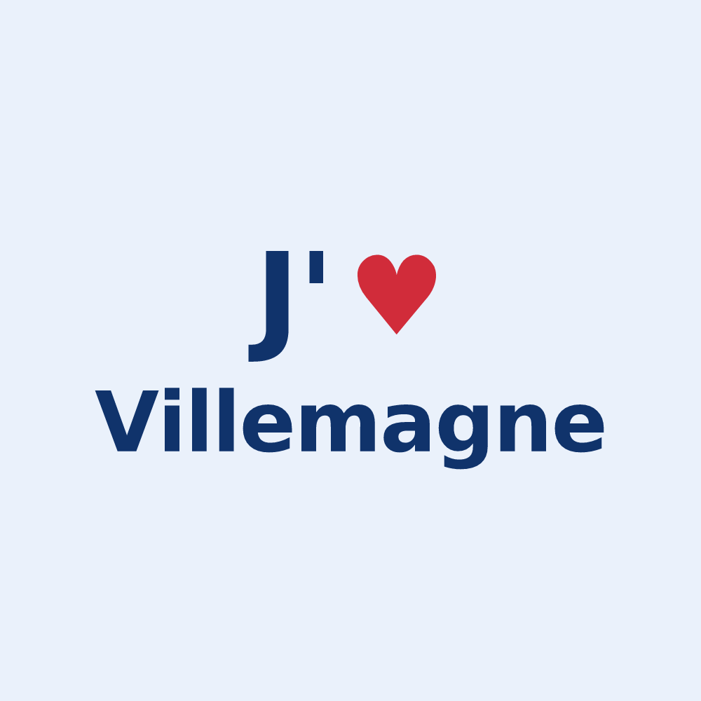 Sticker personnalisé Villemagne — design « J'aime Villemagne » imprimé sur le sticker