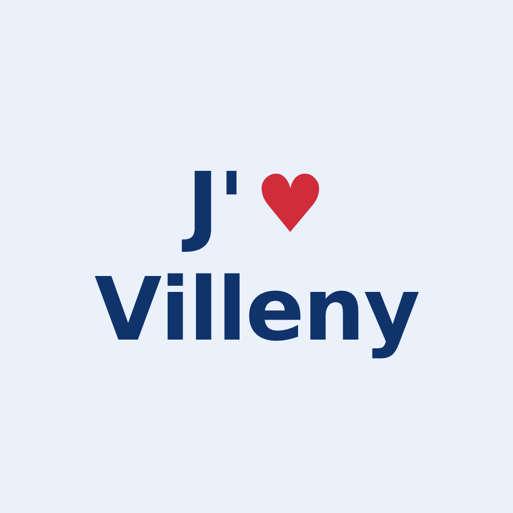 Sticker personnalisé Villeny — design « J'aime Villeny » imprimé sur le sticker