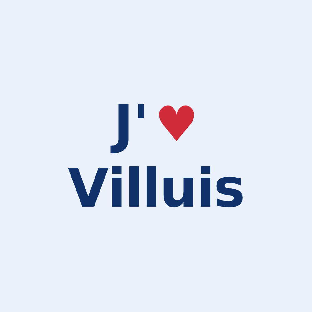 Sticker personnalisé Villuis — design « J'aime Villuis » imprimé sur le sticker