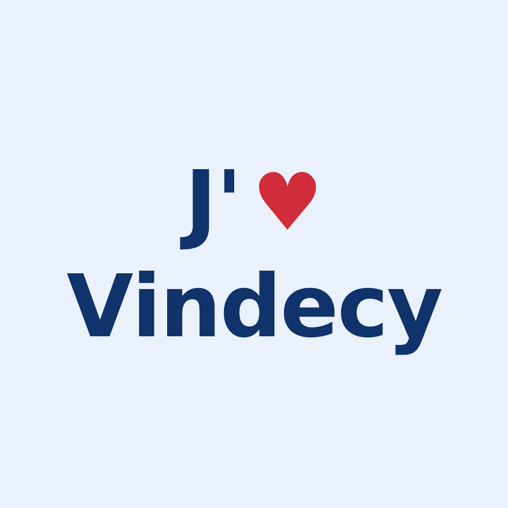 Sticker personnalisé Vindecy — design J'aime Vindecy
