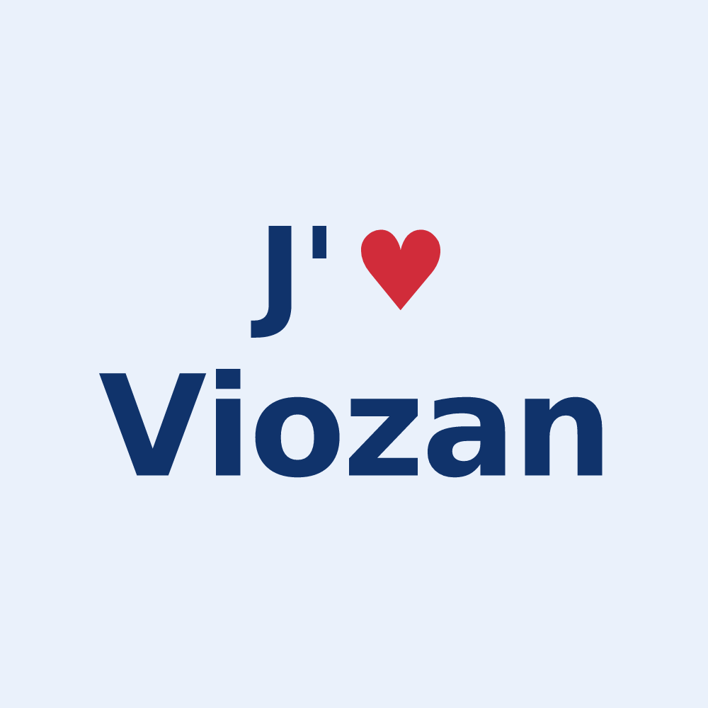 Sticker personnalisé Viozan — design « J'aime Viozan » imprimé sur le sticker