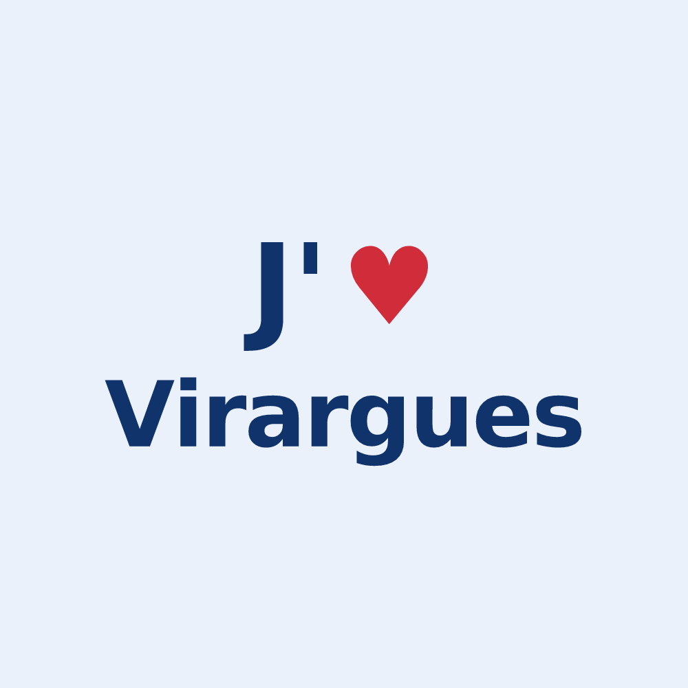 Sticker personnalisé Virargues — design J'aime Virargues