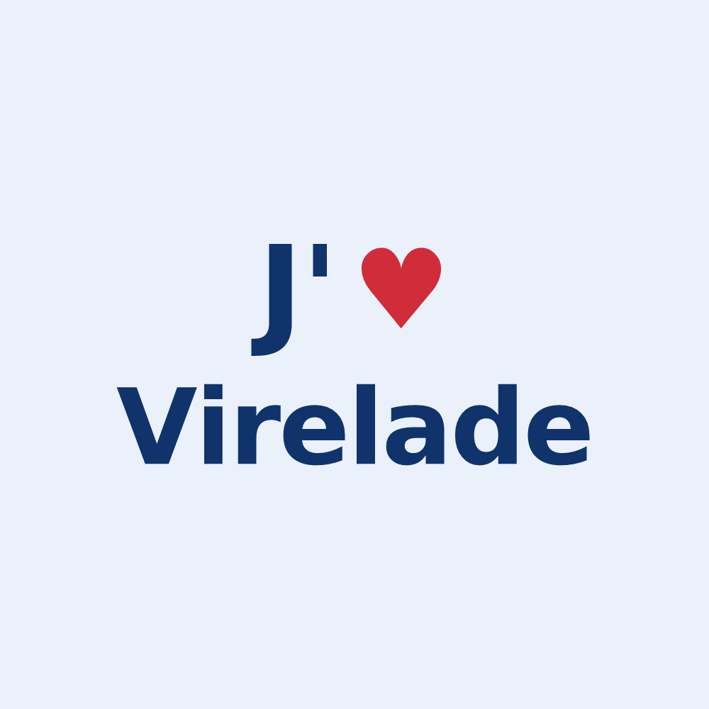 Sticker personnalisé Virelade — design « J'aime Virelade » imprimé sur le sticker